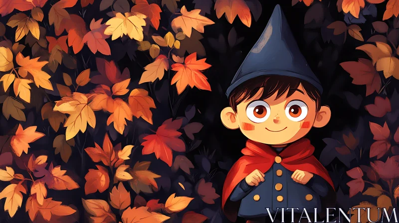 AI ART Autumnal Child in Cartoon Style