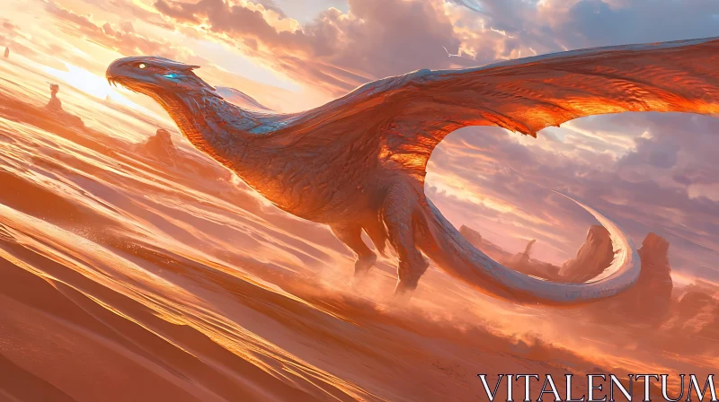 AI ART Fantasy Dragon Flight in Desert Landscape