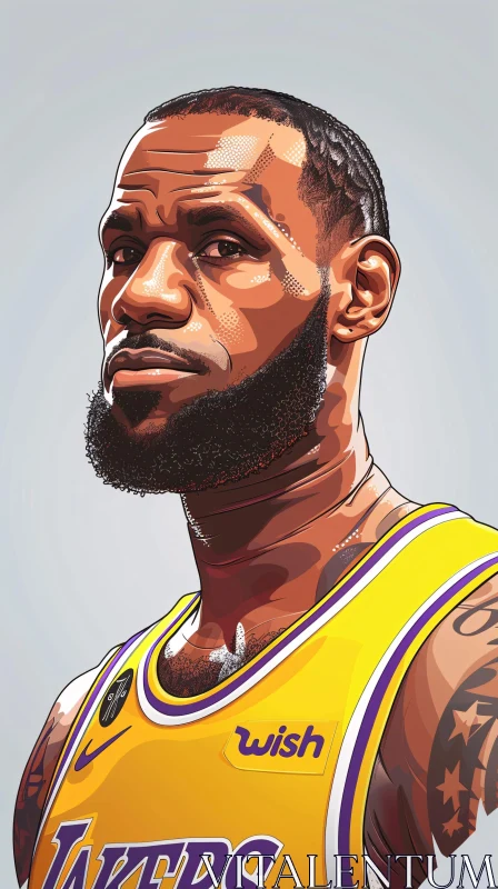 AI ART LeBron James Artwork in Lakers Uniform