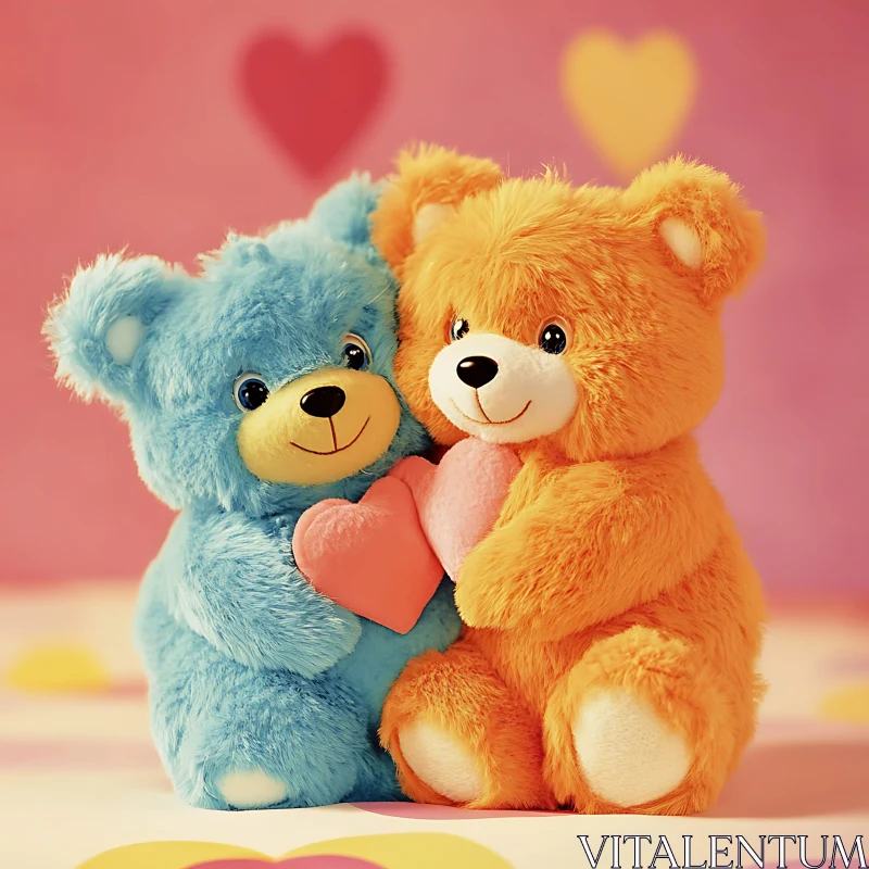 Teddy Bears Hugging Heart AI Image