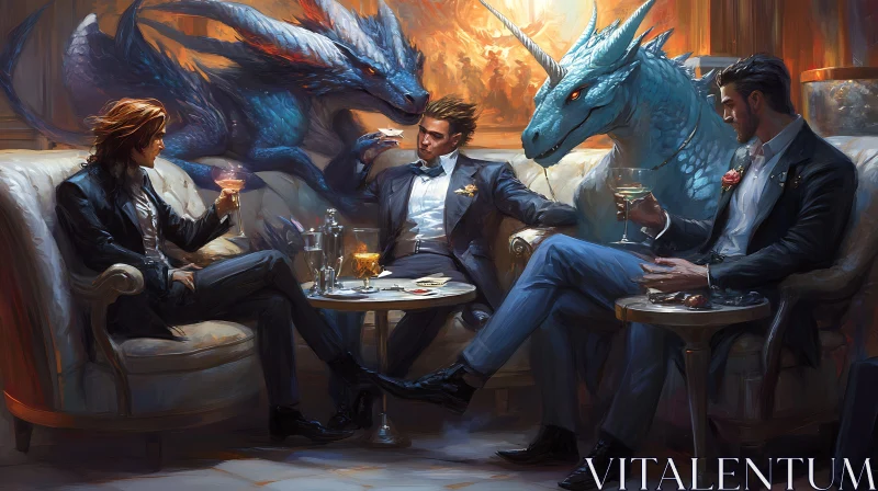 Fantasy Men's Club with Dragons AI Image