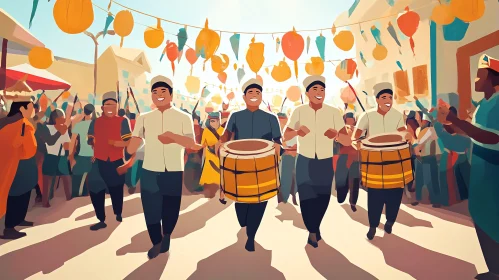 Procession of Drummers in Festive Celebration