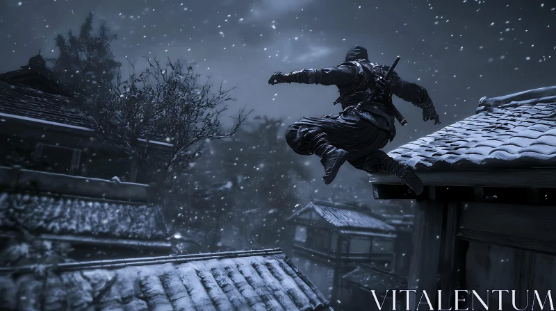 AI ART Winter Ninja Action Scene