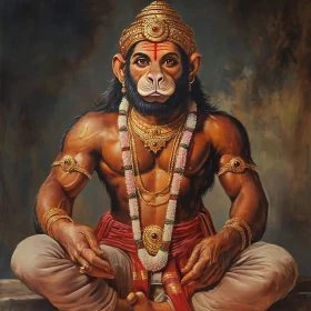Ornate Hanuman Deity Meditative Art