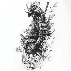 Monochrome Samurai Warrior Art