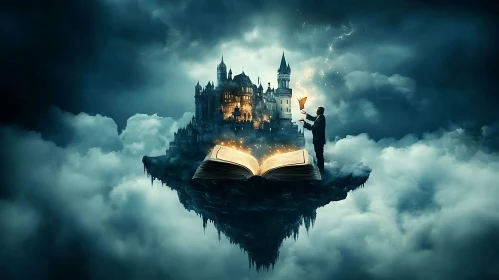 Floating Castle with Magic Book