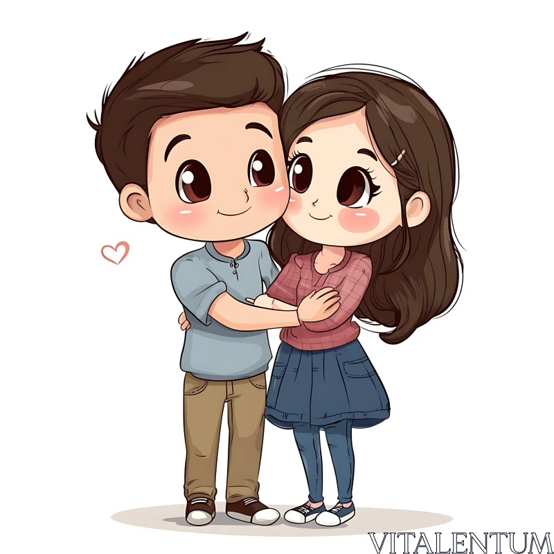 AI ART Affectionate Cartoon Couple Art