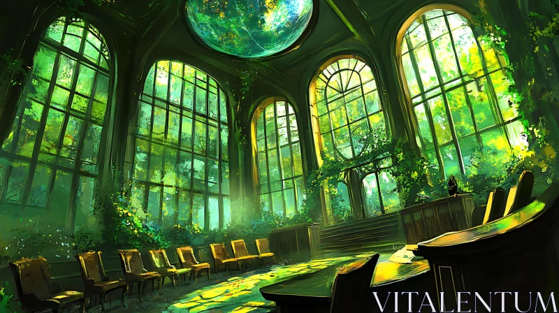 Verdant Hall: Where Nature Meets Design AI Image