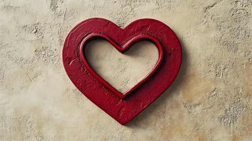 Red Heart on Beige Texture