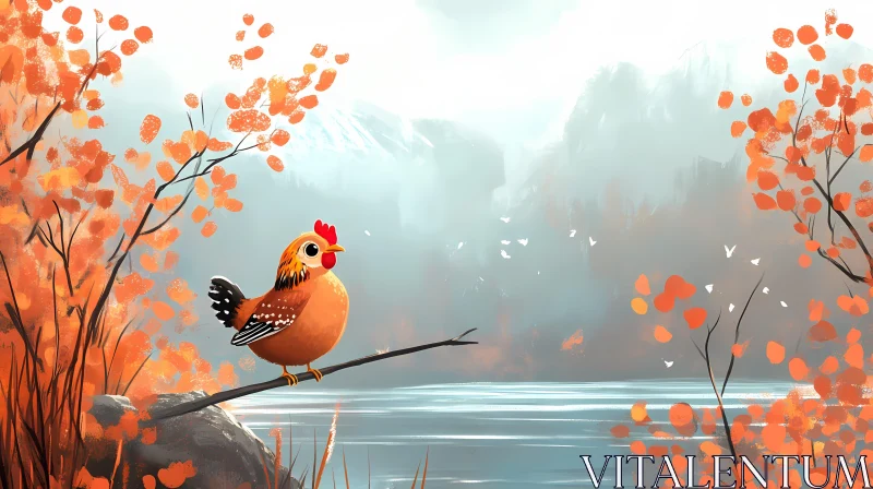 Autumn Bird Scene AI Image