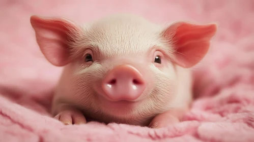 Cute Piglet on Soft Blanket