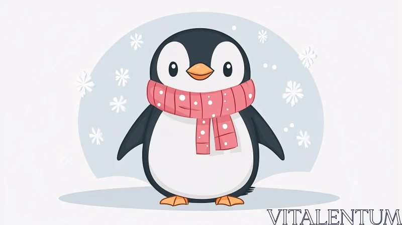 AI ART Penguin in Snowy Scarf Scene