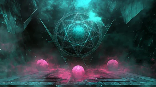 Neon Spheres and Geometric Shapes