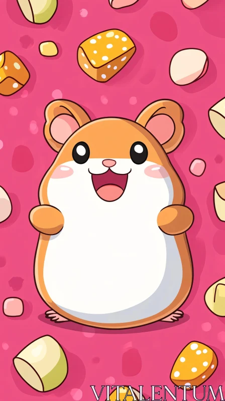 Whimsical Hamster in Pink AI Image