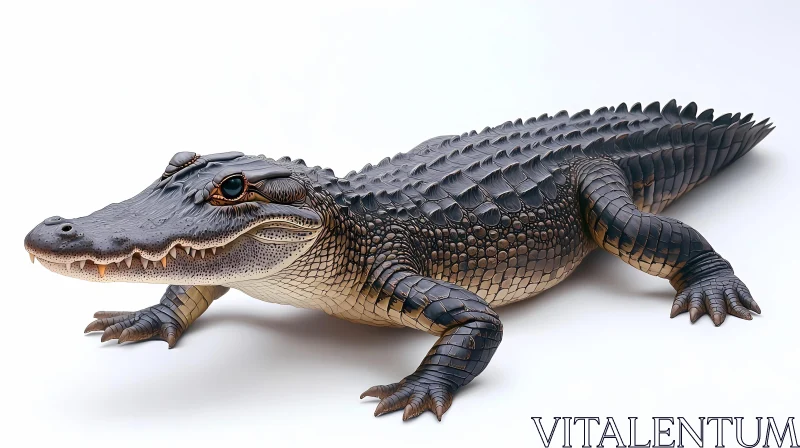 Alligator on White Background AI Image