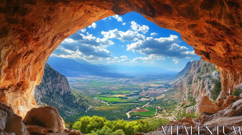 AI ART Cave Framing Scenic Valley View