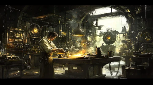 Industrial Blacksmith Workshop Scene