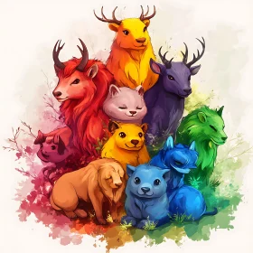 Rainbow Wildlife Art