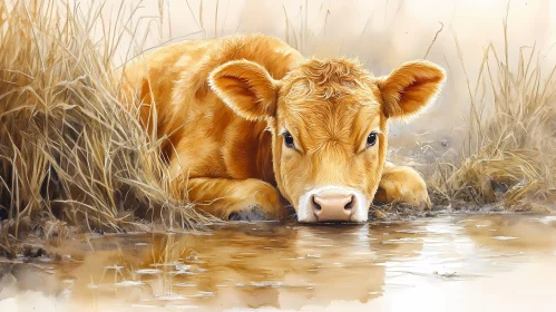 Tranquil Cow in a Rural Landscape