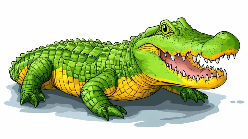 Crocodile Drawing with Open Mouth