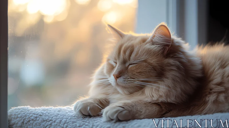 Serene Cat at Sunset AI Image