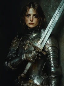 Female Knight Portrait with Sword