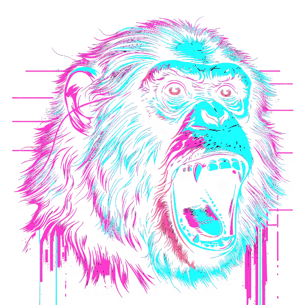 Neon Abstract Primate Art POD Design