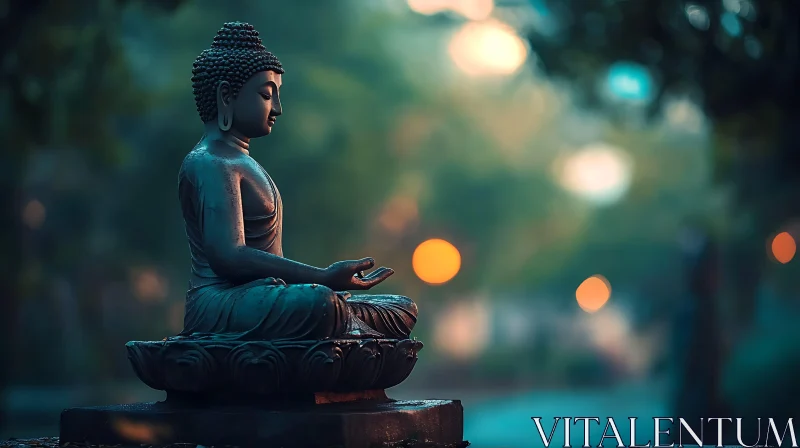 Zen Buddha Statue in Contemplation AI Image