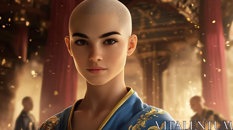 Young Woman with Shaved Head Portrait AI Image