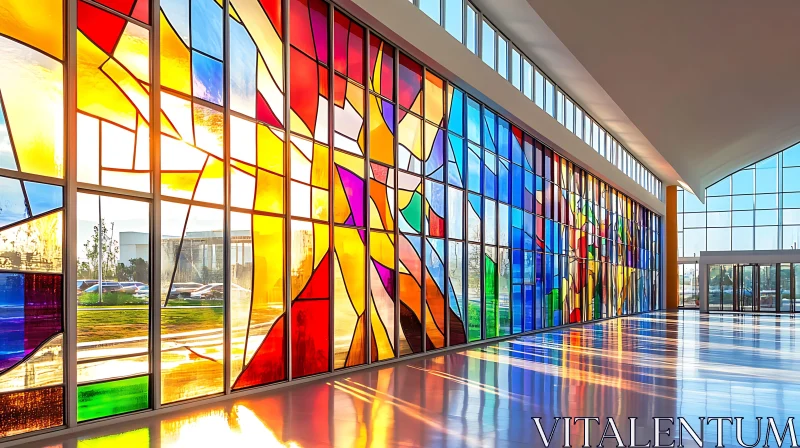 Architectural Stained Glass Art AI Image