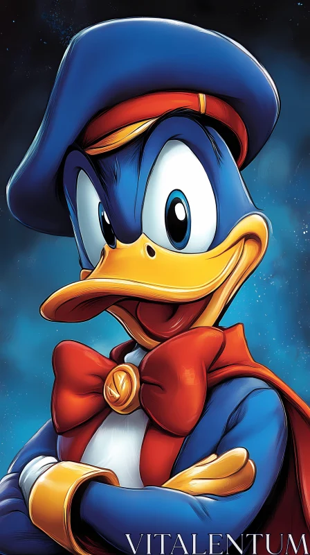 Cartoon Duck in Blue Suit AI Image