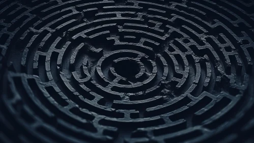 Enigmatic Maze Artwork with Textured Realism and Tilt Shift Effect
