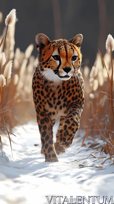 Cheetah in Snow AI Image