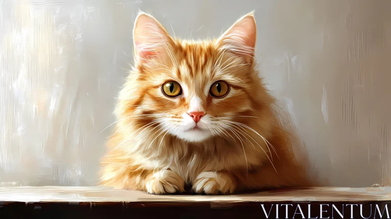 AI ART Fluffy Cat with Golden Eyes