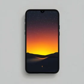 Sunset and Stars on Mobile Screen