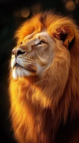Lion Portrait with Golden Mane