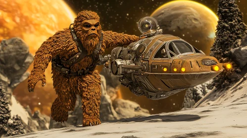 Galactic Wookiee with Spaceship Art