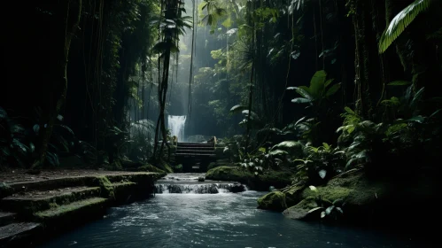 Lush Jungle Stream: A Paradise Captured in Matte Painting