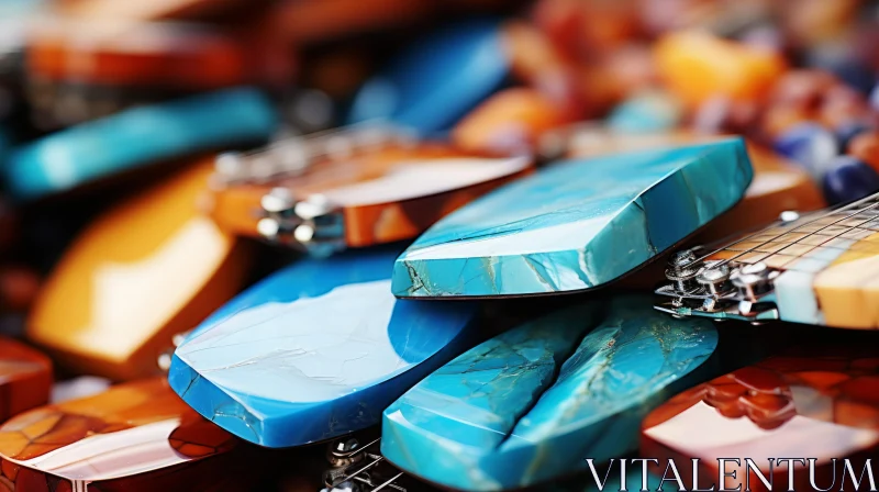 Modern Jewelry: A Pile of Turquoise, Azure, and Amber Stones AI Image