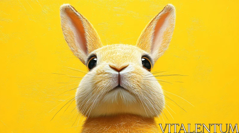 Rabbit Close-Up in Vibrant Yellow Setting AI Image