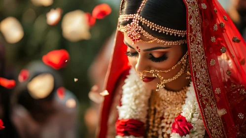 Portrait of Bride Adorned in Gold Jewelry