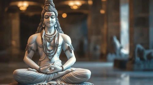 Sculpture of Meditative Deity in Serene Pose