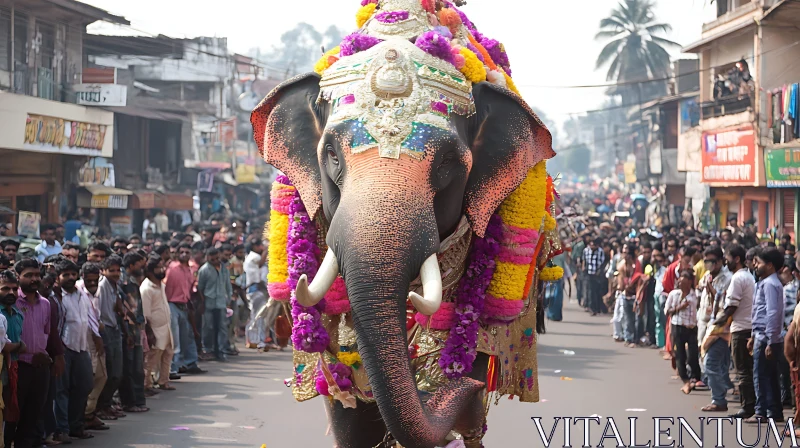 Majestic Elephant Festival Procession AI Image