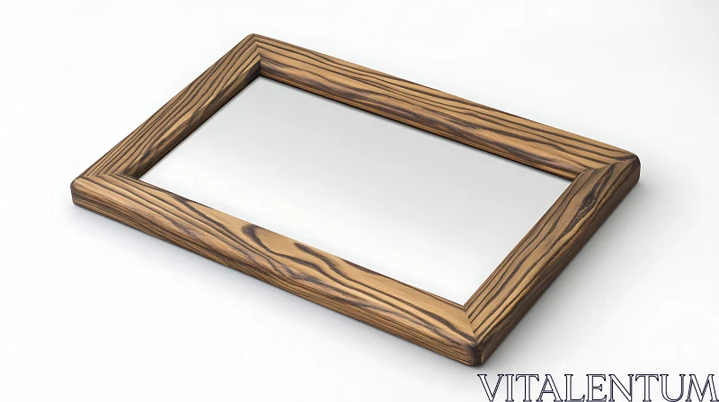 AI ART Rustic Wood Frame with Reflective Center