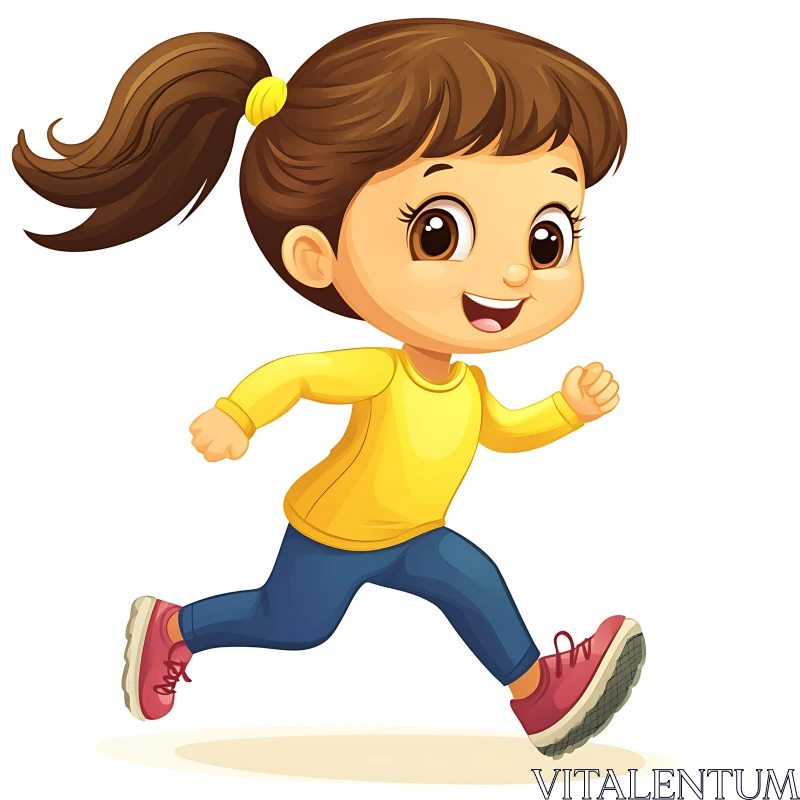 Cartoon Girl in Motion AI Image