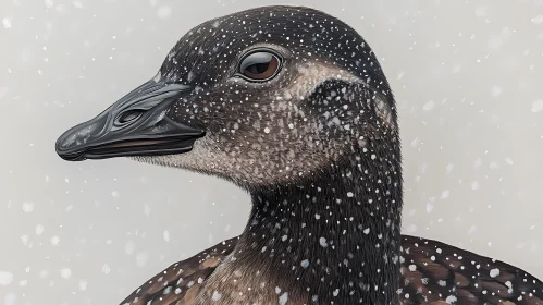 Duck in Winter Landscape
