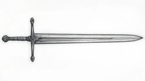 Ornate Sword Illustration on White