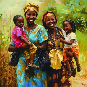 Joyful Mothers with Children Portrait