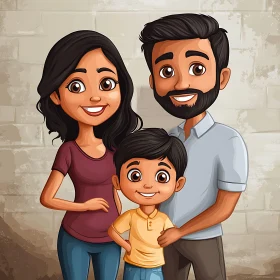 Happy Family Cartoon Style Image