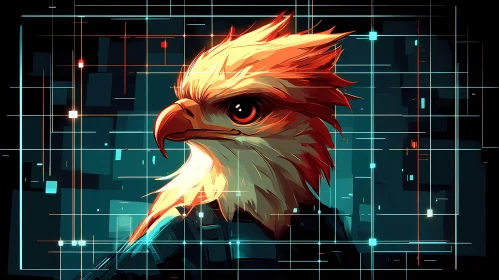 Tech-Infused Eagle Portrait